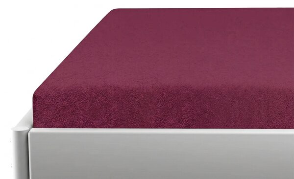 Prześcieradło frotte do dziecięcego łóżeczka PREMIUM 60x120 cm bordowe
