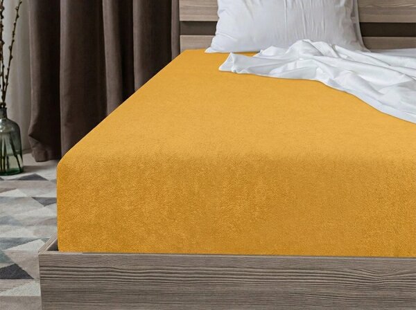 Frotte prześcieradło PREMIUM żółtopomarańczowe 90x200 cm