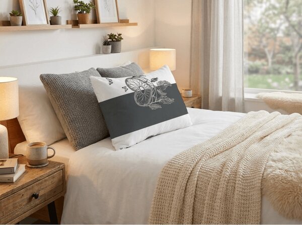Poszewka na poduszkę z polibawełny TIRSO POLY 50x70 cm, szaro-biały guzik