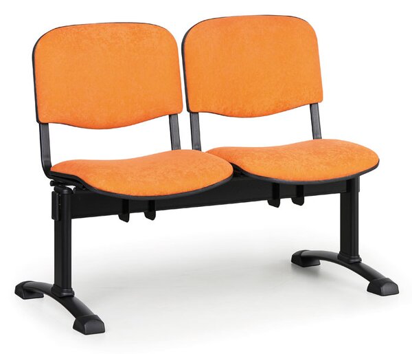 Ławka do poczekalni tapicerowana VIVA, 2-siedziska, pomarańczowy, czarne nogi
