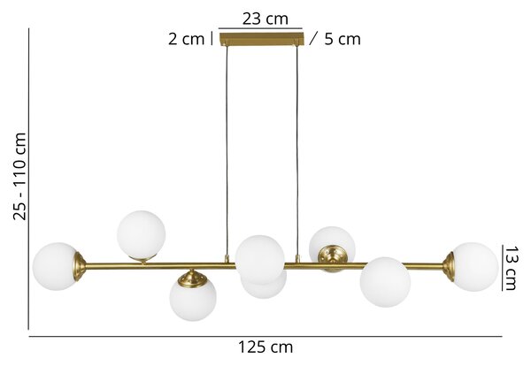 NOWOCZESNA LAMPA WISZĄCA SZCZOTKOWANE ZŁOTO FINO W8