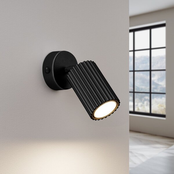 Czarna lampa punktowa 8x16 cm Gleam – Sollux