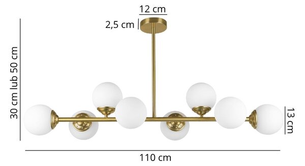 LAMPA WISZĄCA SUFITOWA NOWOCZESNA ZŁOTO SZCZOTKOWANE BIAŁE KULE FINO 8 LED