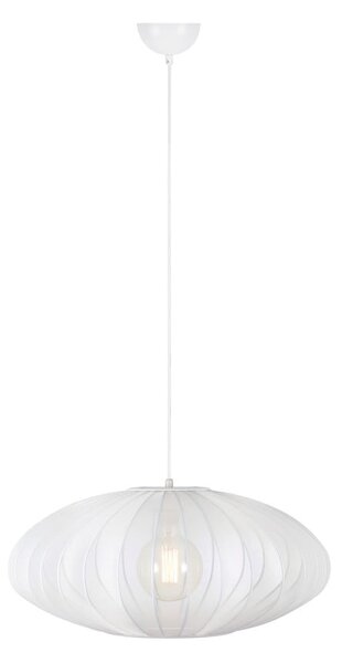 Biała lampa wisząca z tekstylnym kloszem ø 60 cm Florence – Markslöjd