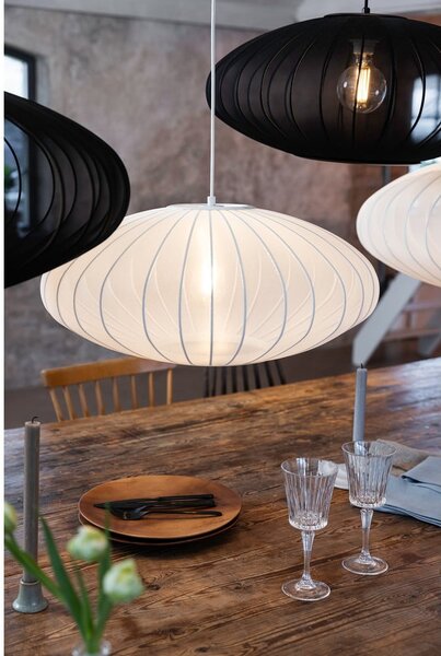Biała lampa wisząca z tekstylnym kloszem ø 60 cm Florence – Markslöjd