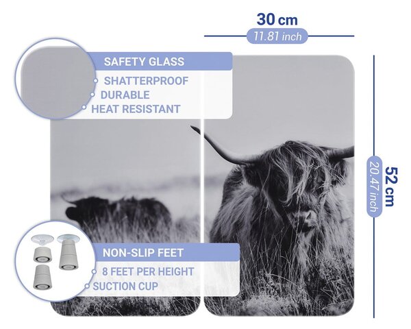 Płyty ochronne na kuchenkę ze szkła hartowanego zestaw 2 szt. 30x52 cm Universal Highland Cattle – Wenko