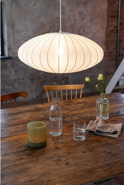 Biała lampa wisząca z tekstylnym kloszem ø 60 cm Florence – Markslöjd