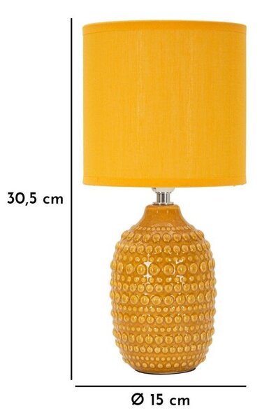 Musztardowa lampa stołowa ceramiczna z tekstylnym kloszem (wysokość 30,5 cm) Points – Mauro Ferretti