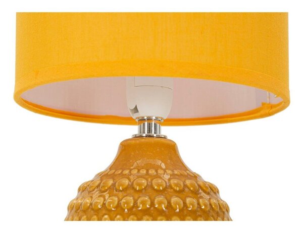 Musztardowa lampa stołowa ceramiczna z tekstylnym kloszem (wysokość 30,5 cm) Points – Mauro Ferretti