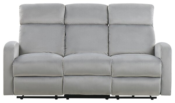 Sofa funkcja relaksu elektryczna 3-osobowa tapicerowana welur jasnoszary Verdal Beliani