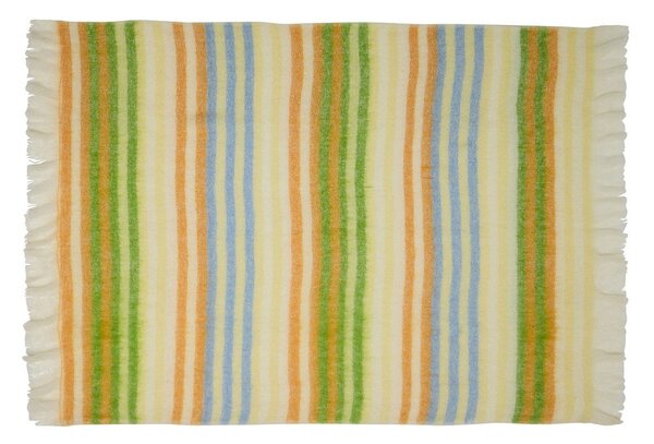Żółto-zielony koc z mieszanki wełny 140x200 cm Loom – Hübsch