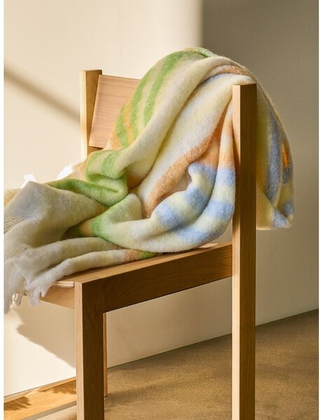 Żółto-zielony koc z mieszanki wełny 140x200 cm Loom – Hübsch