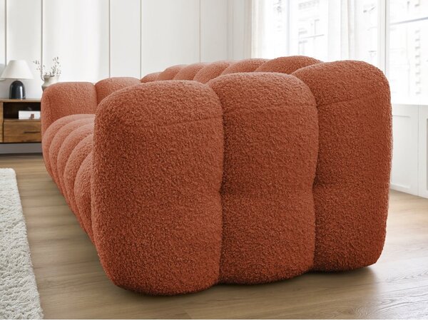 Ceglasta sofa z materiału bouclé 232 cm Hippolyte – Bobochic Paris
