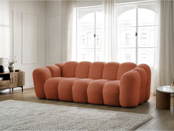 Ceglasta sofa z materiału bouclé 232 cm Hippolyte – Bobochic Paris