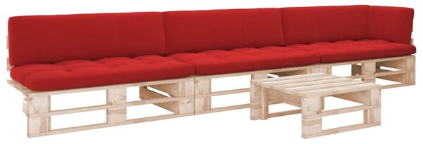 4-cz. zestaw wypoczynkowy z palet, z poduszkami, drewno sosnowe
