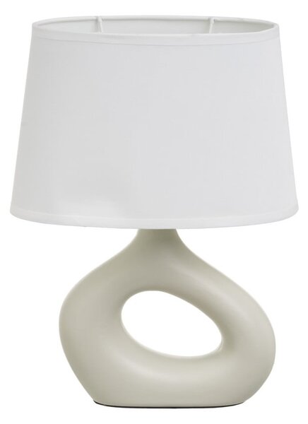 Biało-beżowa lampa stołowa ceramiczna z tekstylnym kloszem (wysokość 30 cm) – Casa Selección