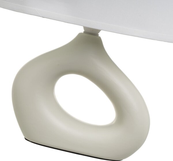 Biało-beżowa lampa stołowa ceramiczna z tekstylnym kloszem (wysokość 30 cm) – Casa Selección