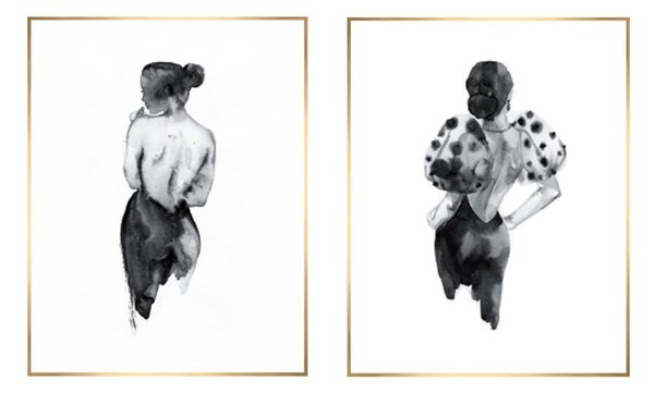 Obrazy zestaw 2 szt. 30x40 cm Woman Sketch – knor