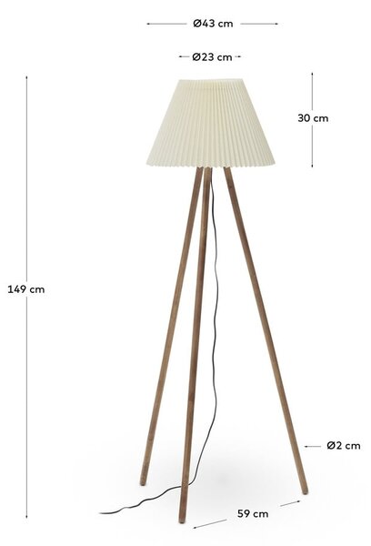 Naturalna lampa stojąca z tekstylnym kloszem (wysokość 149 cm) Benicarlo – Kave Home