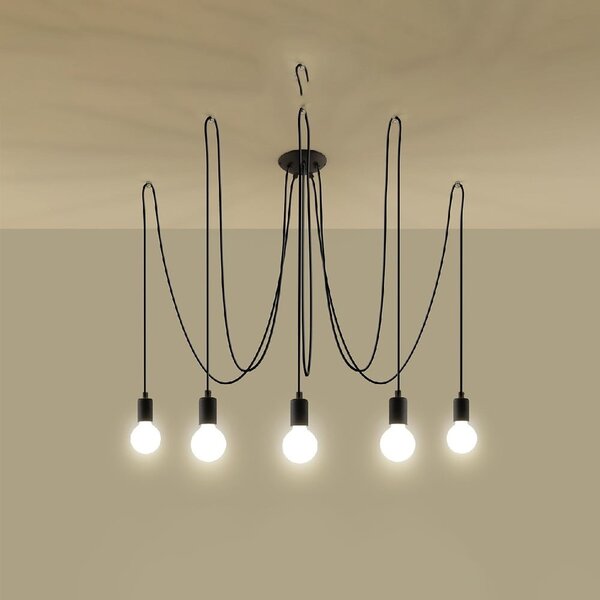Czarna lampa wisząca 300x300 cm Spider – Sollux