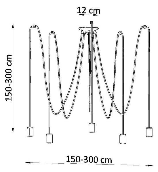 Czarna lampa wisząca 300x300 cm Spider – Sollux