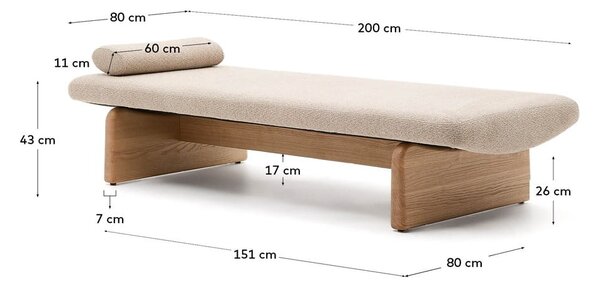 Beżowo-naturalny szezlong z tkaniny szenilowej (strona zmienna) Topaz – Kave Home