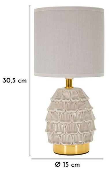 Beżowa lampa stołowa ceramiczna z tekstylnym kloszem (wysokość 30,5 cm) Pigny – Mauro Ferretti