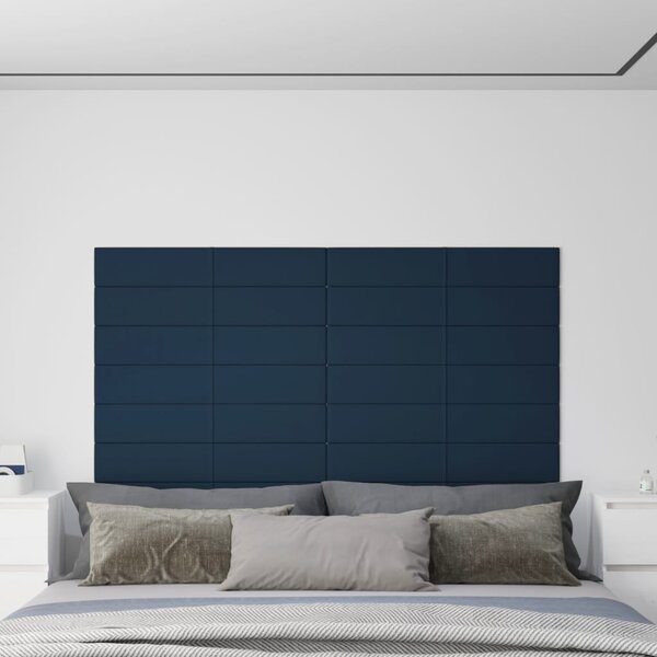 Panele ścienne, 12 szt., niebieskie, 90x15 cm, aksamit, 1,62 m²