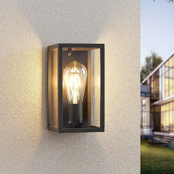 Zewnętrzna Lampa Lindby, Filimon, ściemnialny, czarny, balkon, aluminium, nowoczesny