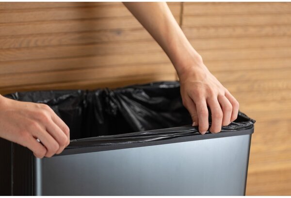 Szary kosz na śmieci otwierany na dotyk z plastiku z recyklingu 54 l Verto High – Curver