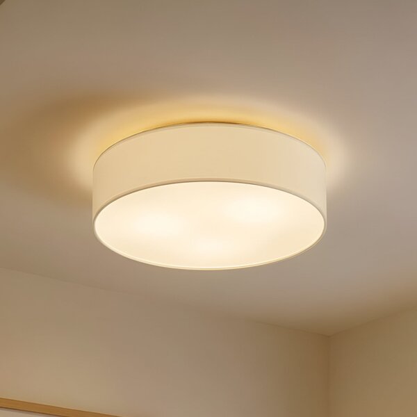 Lampa Sufitowa Lindby, Sebatin, ściemnialny, beżowy, sypialnia, tkanina | tekstylia, nowoczesny