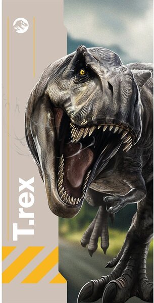 Szary bawełniany ręcznik dziecięcy 70x140 cm Jurassic World "Rebirth" – Jerry Fabrics