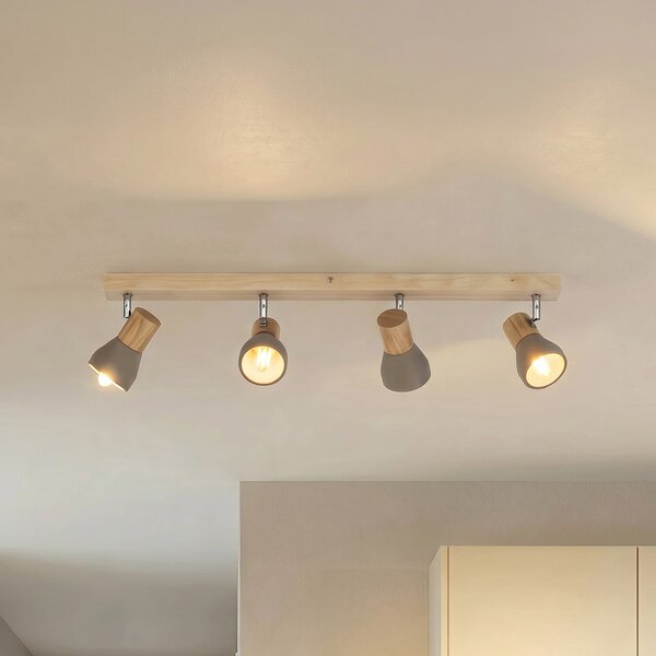 Lampa Sufitowa Lindby, Filiz, ściemnialny, szary, sypialnia, beton, skandynawski
