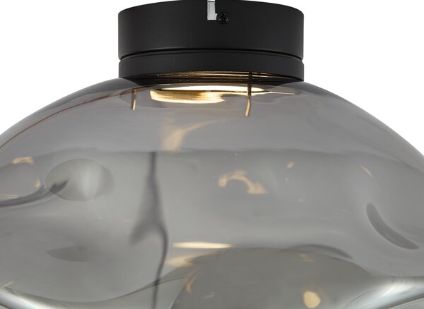 Designerska lampa sufitowa czarna z przydymionym szkłem - Gemma