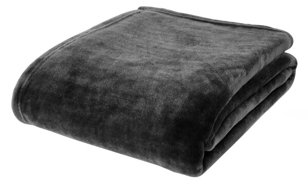 Czarny koc z mikropluszu 130x170 cm Raschel Velvet – Catherine Lansfield