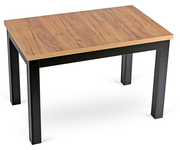 Zestaw Stół Rozkładany SKUBI 120-160 cm Dąb Craft/Czarny i 6 Krzeseł Tapicerowanych CHRIS Beżowych Nowoczesnych