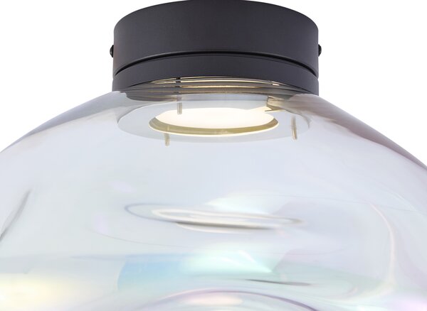 Designerska lampa sufitowa czarna z tęczowym szkłem - Gemma
