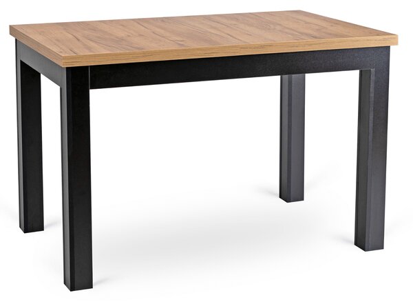Zestaw Stół Rozkładany SKUBI 120-160 cm Dąb Craft/Czarny i 6 Krzeseł Tapicerowanych CHRIS Beżowych Nowoczesnych