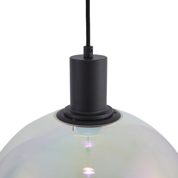 Designerska lampa wisząca czarna ze szkłem tęczowym 35 cm - Mallon