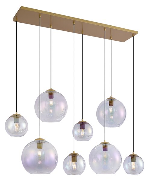 Lampa wisząca w stylu Art Deco złota z tęczowym szkłem 8-źródłowa - Sandra