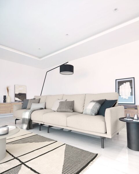 Beżowa sofa z tkaniny szenilowej 334 cm Galene – Kave Home
