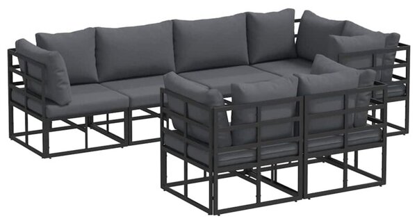 Modularny zestaw sof ogrodowych w czarnym kolorze z poduszkami - 6 miejsc