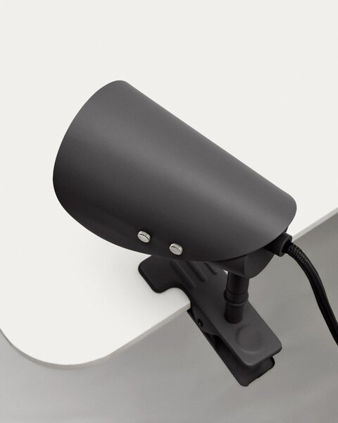 Czarna metalowa lampa stołowa z klipsem (wysokość 16 cm) Jula – Kave Home