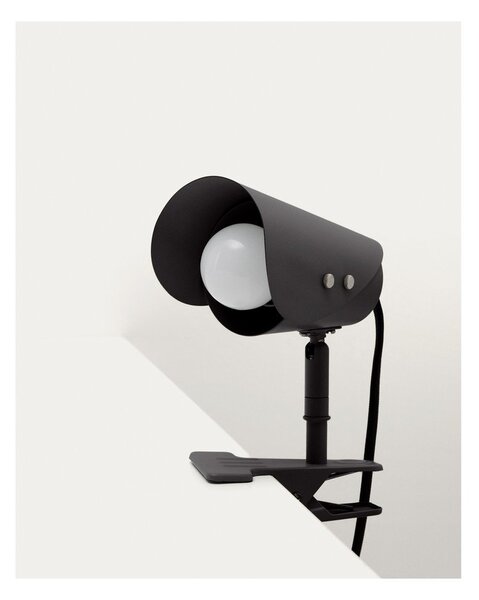 Czarna metalowa lampa stołowa z klipsem (wysokość 16 cm) Jula – Kave Home