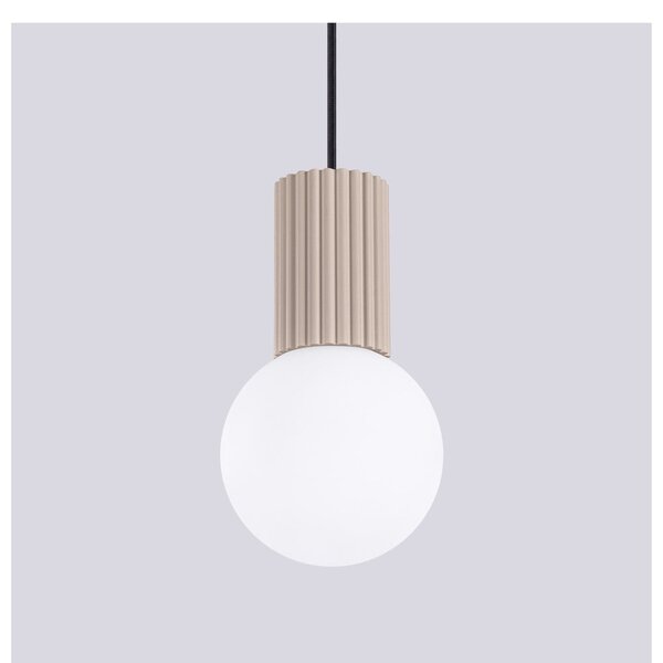 Szarobrązowa lampa wisząca ze szklanym kloszem ø 12 cm Orbital – Sollux