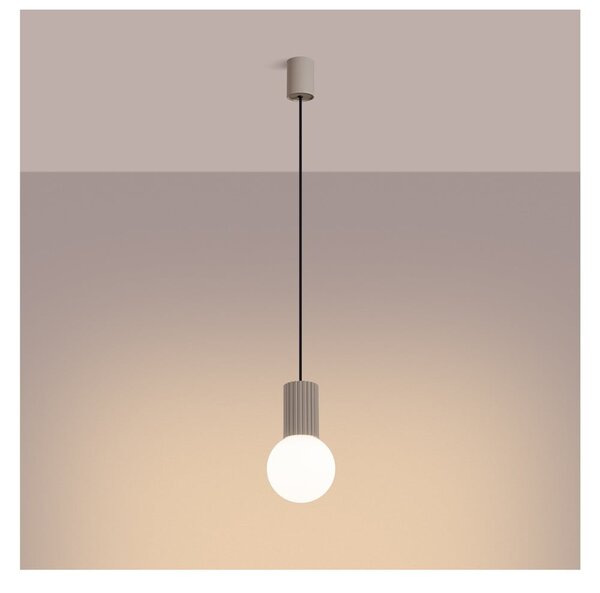 Szarobrązowa lampa wisząca ze szklanym kloszem ø 12 cm Orbital – Sollux