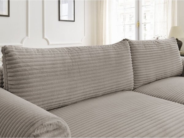 Jasnoszarobeżowy sztruksowy rozkładany narożnik (prawostronny) Lucien – Bobochic Paris