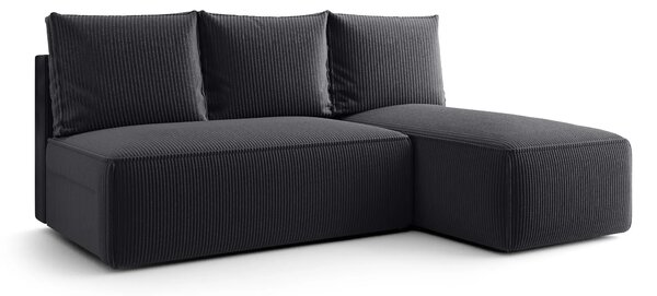 Grafitowa rozkładana sofa narożna z pojemnikiem R2-W20