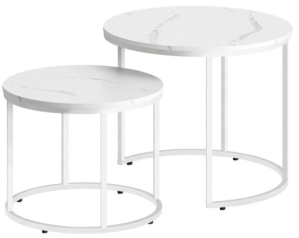 Komplet 2 stolików kawowych marmur + biały W2-H31