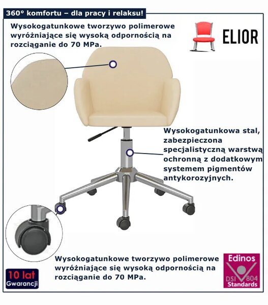 Kremowy nowoczesny fotel obrotowy do biura A8-S63